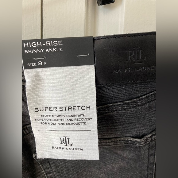 NWT RALPH LAUREN WOMEN HIGH-RISE SKINNY ANKLE JEANS PETITE SIZE BLACK - Picture 9 of 12